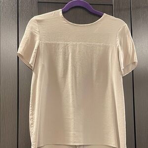 Halston Heritage Silk Cream Short Sleeve Top